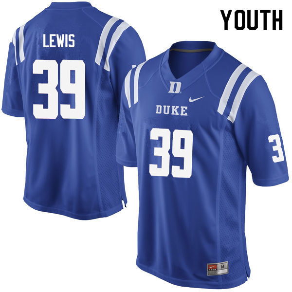 Youth #39 Jeremiah Lewis Duke Blue Devils College Football Jerseys Sale-Blue